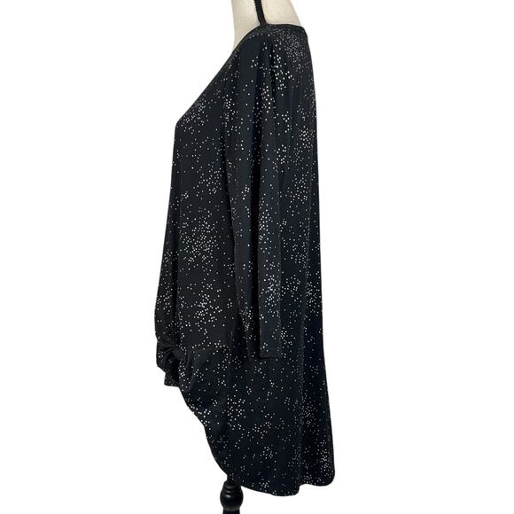 Lane Bryant SZ 14/16 Tunic Top Stretch Polka Dot 3/4 Sleeve Hi-Low Hem Knotted - Picture 6 of 7